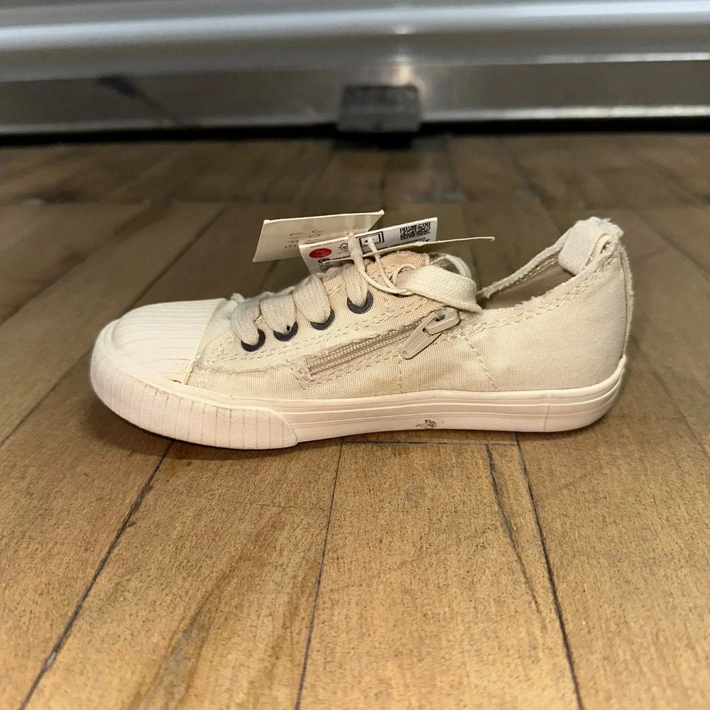 Zara Sneakers Toddler Size 9.5 Off White Low Top Side Zipper‎ Comfort Lace Up